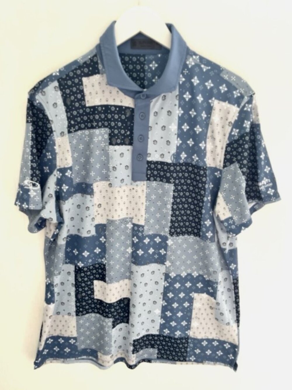 G/FORE Blue Boro Patch Tech Pique Polo Shirt Performance Golf Resort Logo XL